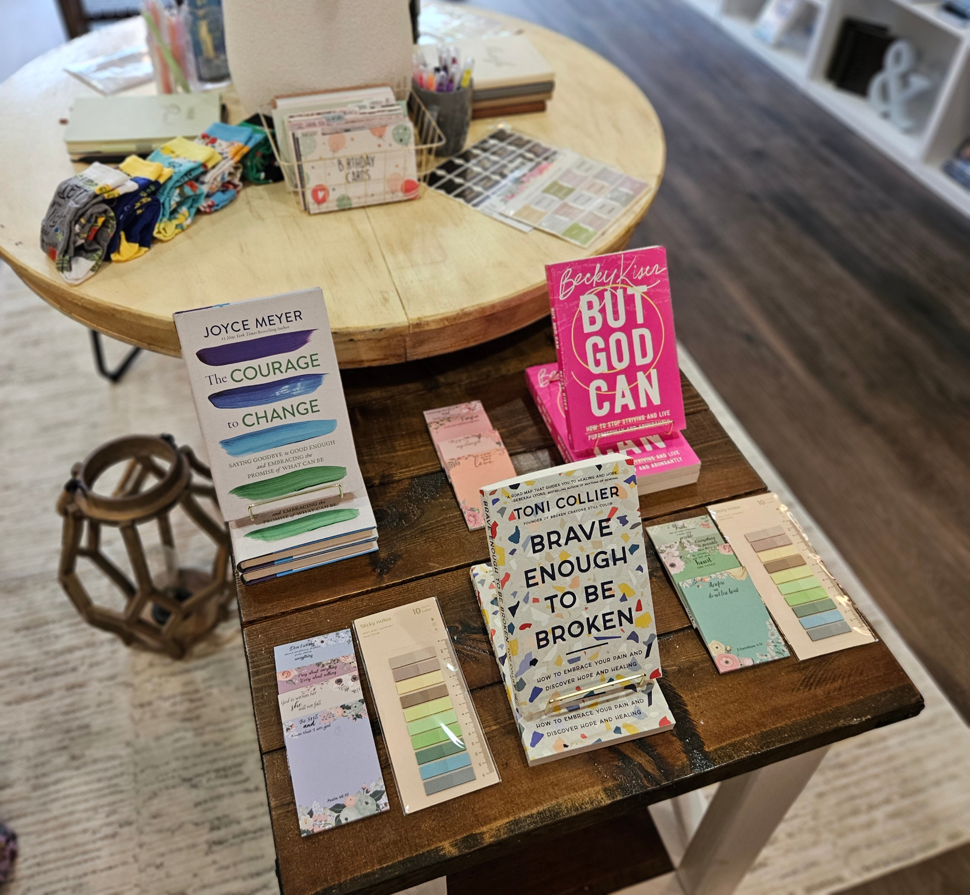 Christian books and gifts displayed in the store